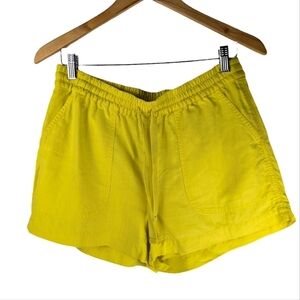 J Crew Women's Seaside LINEN Blend Casual Drawstring Bright Yellow Shorts S